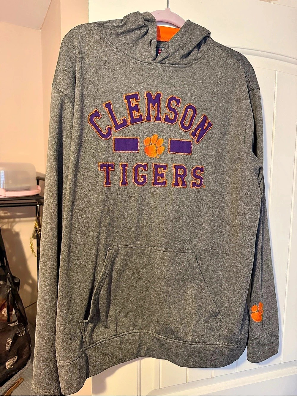 J America Clemson Tigers Hoodie Gray & Orange XXL